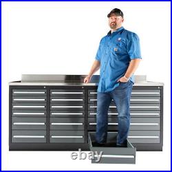 7ft Workbench / Tool Box / Tool Cabinet With 24 Drawers & Stainless Steel Top
