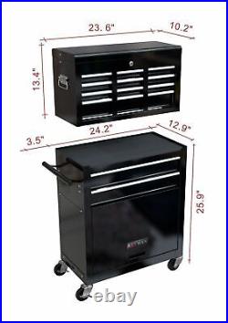 8-Drawer Black High Capacity Rolling Tool Chest Tool Storage Cabinet With Wheels