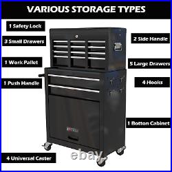 8-Drawer Black High Capacity Rolling Tool Chest Tool Storage Cabinet With Wheels