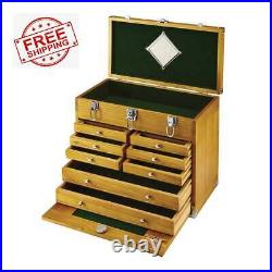 8 Drawer Hard Wood Tool Box Chest Cabinet Storage Mechanic Home Improvement NEW