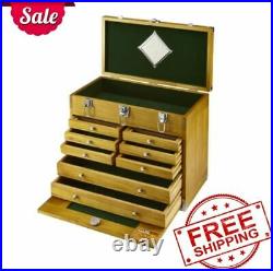8 Drawer Hard Wood Tool Box Chest Cabinet Storage Mechanic Single Key Locking