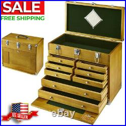 8 Drawer Hard Wood Tool Box Chest Cabinet Storage Mechanic Single Key Locking