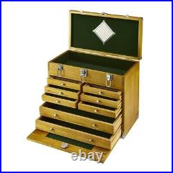 8 Drawer Hardwood Tool Chest Storage Box Rubber Handle For Auto Shop Hand Tools