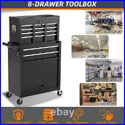 8-Drawer High Capacity Rolling Tool Box, Removable Cabinet Storage Tool Chest wi