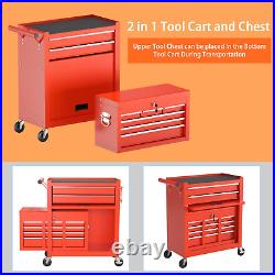 8-Drawer High Capacity Rolling Tool Chest, Removable Cabinet Storage Tool Box wi