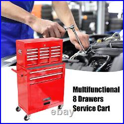 8 Drawer Rolling Tool Chest Cabinet Metal Storage Tool Box Organizer with Wheels
