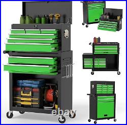 8 Drawer Rolling Tool Chest, Large Capacity Rolling Tool Box, Blackgreen