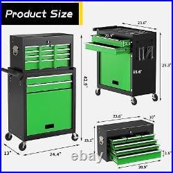 8 Drawer Rolling Tool Chest, Large Capacity Rolling Tool Box, Blackgreen