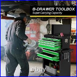 8 Drawer Rolling Tool Chest, Large Capacity Rolling Tool Box, Blackgreen