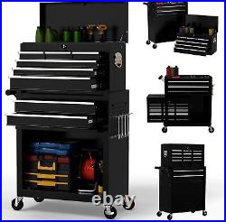 8 Drawer Rolling Tool Chest, Large Capacity Rolling Tool Box with Wheels, Black