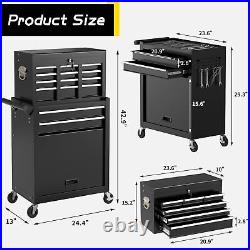 8 Drawer Rolling Tool Chest, Large Capacity Rolling Tool Box with Wheels, Black