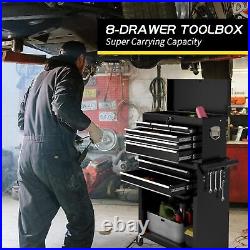 8 Drawer Rolling Tool Chest, Large Capacity Rolling Tool Box with Wheels, Black