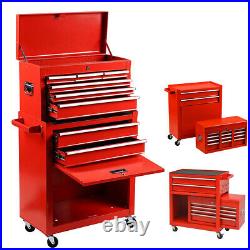 8-Drawer Rolling Tool Chest Lockable Tool Box Steel Storage Cabinet Red withWheels