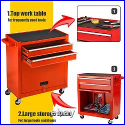 8-Drawer Rolling Tool Chest Lockable Tool Box Steel Storage Cabinet Red withWheels