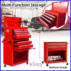 8-Drawer Rolling Tool Chest Lockable Tool Box Steel Storage Cabinet Red withWheels