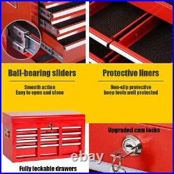 8-Drawer Rolling Tool Chest Lockable Tool Box Steel Storage Cabinet Red withWheels