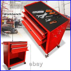 8-Drawer Rolling Tool Chest Lockable Tool Box Steel Storage Cabinet Red withWheels