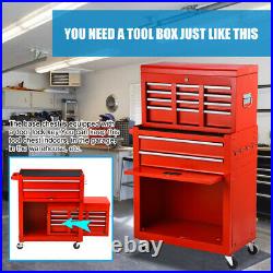 8-Drawer Rolling Tool Chest Lockable Tool Box Steel Storage Cabinet Red withWheels