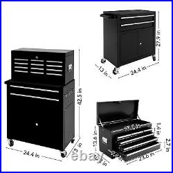 8-Drawer Rolling Tool Chest Steel Combination Set Black