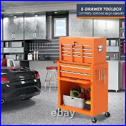 8-Drawer Rolling Tool Chest Tool Box with Wheels 2-in-1 Detachable Storage Cabinet