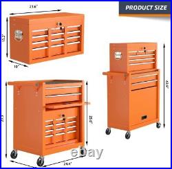 8-Drawer Rolling Tool Chest Tool Box with Wheels 2-in-1 Detachable Storage Cabinet