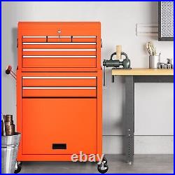 8-Drawer Rolling Tool Chest Tool Box with Wheels 2-in-1 Detachable Storage Cabinet