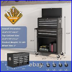 8-Drawer Rolling Tool Chest, Tool Storage Cabinet and Tool Box with Lockable and