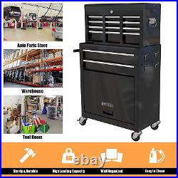 8-Drawers Rolling Tool Chest Metal Storage Tool Box with Wheels & Lock-Black