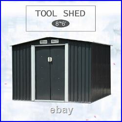 8 x 6 FT Outdoor Garden Storage Shed Utility Tool House Box Steel Backyard Lawn