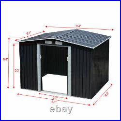 8 x 6 FT Outdoor Garden Storage Shed Utility Tool House Box Steel Backyard Lawn