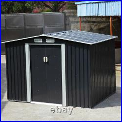 8 x 6 FT Outdoor Garden Storage Shed Utility Tool House Box Steel Backyard Lawn