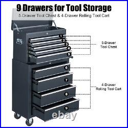 9-Drawer Rolling Tool Chest Large Tool Cabinet Organizer with Wheels / Drawers