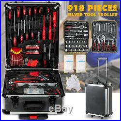 918 pcs Standard Metric Mechanics Kit Tool Set Case Box Organize Castors Trolley