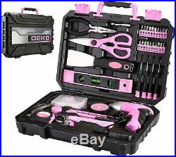 98 PCS Tool Set General Household Hand Tool Kit Pink with Plastic Toolbox