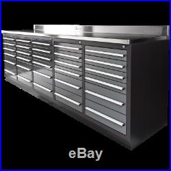 9ft 4 1/4 Workbench / Tool Box With 30 Drawers & 14 Gauge Stainless Steel Top