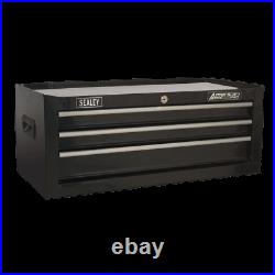 AP223B Sealey Mid-Box 3 Drawer with Ball Bearing Slides Black Tool Chests