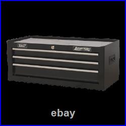 AP223B Sealey Mid-Box 3 Drawer with Ball Bearing Slides Black Tool Chests