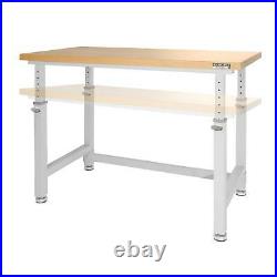 Adjustable Height Heavy Duty Wood Top Workbench Garage, Workshop, Work Bench