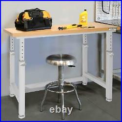 Adjustable Height Heavy Duty Wood Top Workbench Garage, Workshop, Work Bench