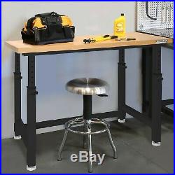 Adjustable Height Heavy Duty Wood Top Workbench Garage, Workshop, Work Bench