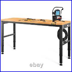 Adjustable Height Workbench 48x24 Oak Work Bench Table with Power Outlets 2000lb