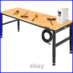 Adjustable Height Workbench Work Bench Table 48/53/61/72 with Power Outlets