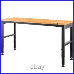 Adjustable Height Workbench Work Bench Table 48/53/61/72 with Power Outlets