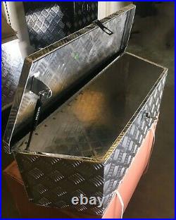 Aluminum Tongue Underbody Tool Box Trailer RV Storage Bed withLock BLACK 35L x12