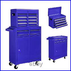 Aukfa Rolling Tool Box, 5-Drawer Tool Chest & Cabinet for Workshop Garage, Blue
