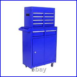 Aukfa Rolling Tool Box, 5-Drawer Tool Chest & Cabinet for Workshop Garage, Blue