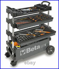 Beta C27S Folding Portable Collapsable Tool Trolley With Drawers Grey