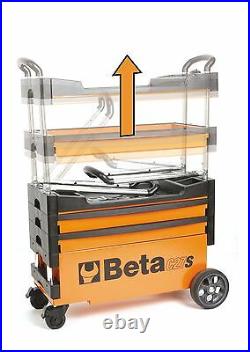 Beta C27S Folding Portable Collapsable Tool Trolley With Drawers Red