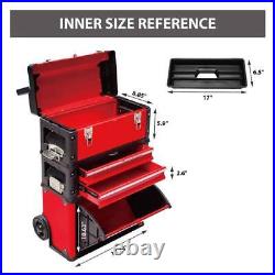 Big Red Portable Tool Box 31.5H Lockable Tool Box Aluminum with Drawer+Latch Red