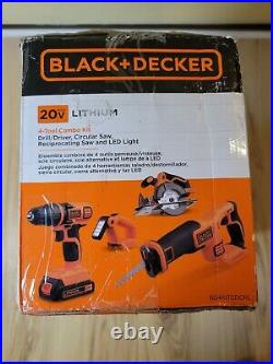 Black & Decker 20V MAX Cordless Li-Ion 4-Tool Combo Kit 2 Batteries DAMAGED BOX